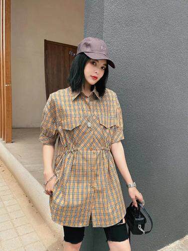 爱美欧夏季格子衬衫，女装衬衫，爱美欧