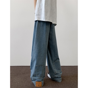 8XL-M特大码牛仔裤男美式高街裤子欧美复古倒装牛仔裤小众K968P50图片