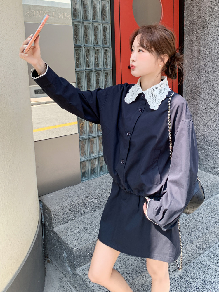 2026春季新款韩版通勤套装时髦翻领夹克宽松外衣休闲半身裙两件套,女装套装/套裙,霓裳依族
