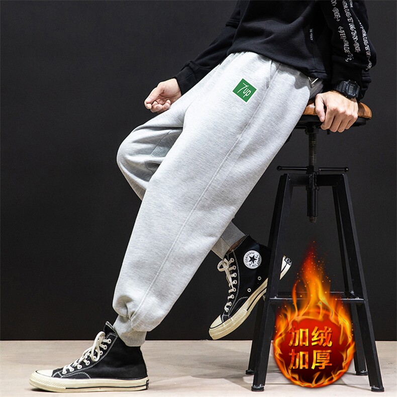 K12058-P40加绒P50束脚纯棉运动裤男士休闲裤大码宽松卫裤男,男装休闲裤,电商A040A