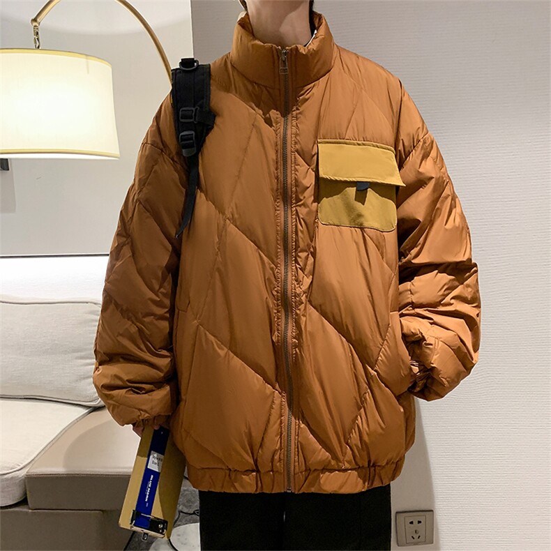 菱形格棉衣男韩版潮流痞子帅气2024冬季新款ins宽松外套W4117-82,男装棉衣,星座412-3