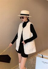 超逸世家4217收腰显瘦简约时尚皮毛一体马甲冬季新款，女装马甲，超逸世家