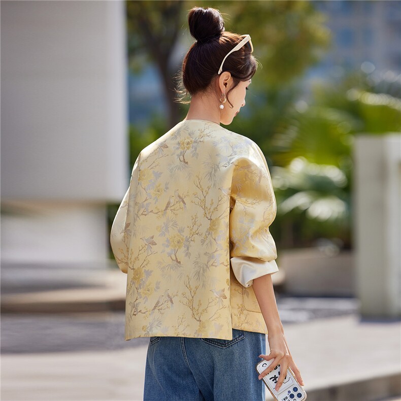 中式2026年春季宽松立体贴袋春秋短外套,女装短外套,靓衣阁