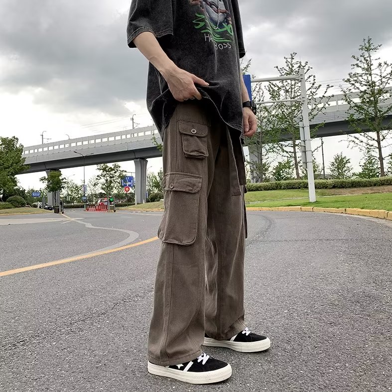 潮休闲裤长裤青春流行男直筒春季宽松型工装裤中腰A723P50,男装休闲裤,星座1116-2