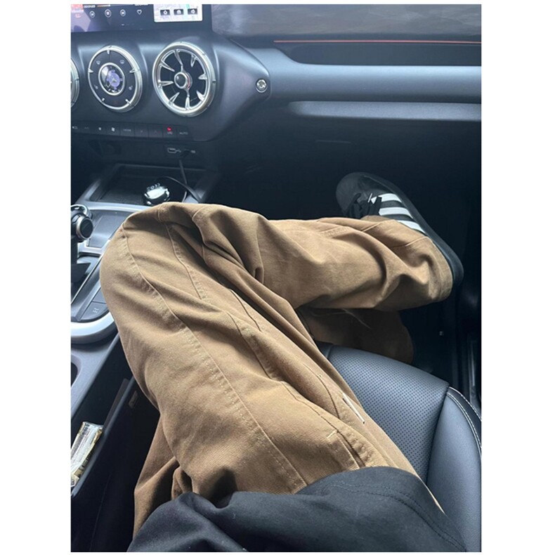 复古宽松直筒休闲裤男春秋季卡其色工装阔腿裤潮牌KD45,男装休闲裤,星座1116A（原606A-3）