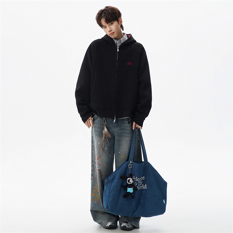 春季新款拼色接头潮流重磅开衫卫衣W632P70,男装卫衣,电商A073