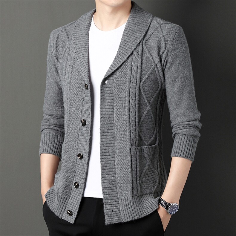 中老年男士开衫爸爸毛衣休闲商务针织衫纽扣外套爷爷保暖秋冬装图片