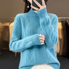 一线成衣七针安迪绒绞花2024年秋季针织衫，女装针织衫/毛衣，大美人包芯纱店