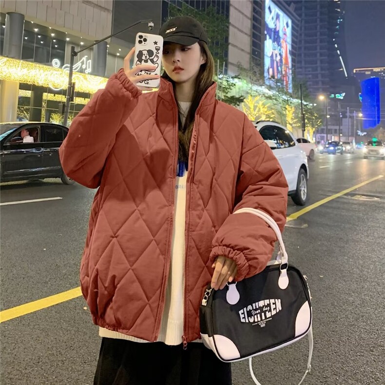 情侣棉服男女冬季新款棉袄棒球服外套小众设计感菱格棉衣Y013-p68,男装棉衣,星座1008