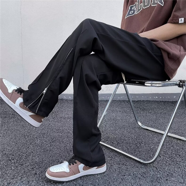 侧边拉链开衩休闲裤男韩版潮流2026夏季新款ins百搭直筒K3630-P35,男装休闲裤,星座412