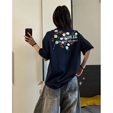 纯棉刺绣花朵T恤男女短袖BT002-P33，男装T恤，星座412-1