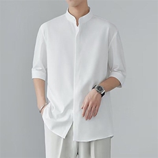 男士衬衫五分袖衬衣半袖冰丝衬衫立领休闲XZ1512-2410-P30，男装衬衫，星座1512