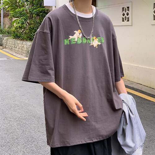 男春夏新款纯棉五分袖短袖T恤情侣装卡通T133P28图片