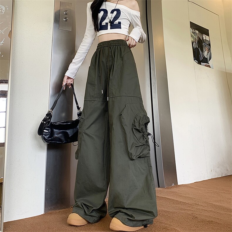 2024新款设计感蜂窝口袋直筒休闲裤炸街工装裤女生现货 K8172-P47图片
