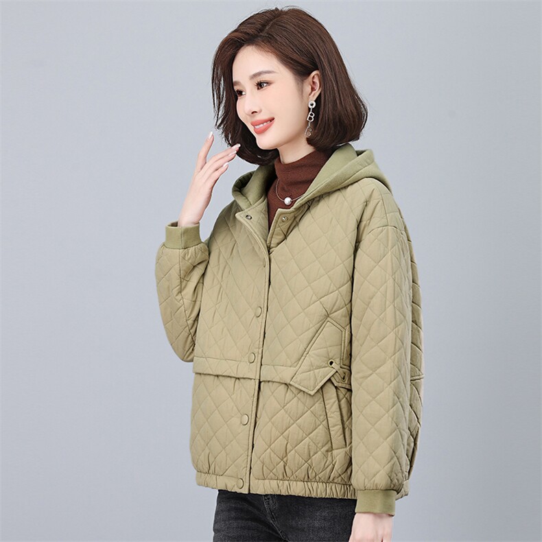 2024冬季连帽时尚休闲夹棉加厚保暖舒适棉服,女装棉衣/棉服,独衣靓