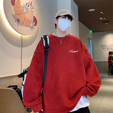 已注册港风供抖音直播得物高品质麂皮绒宽松男卫衣W3503P38，男装卫衣，电商C408-1(原B339-1)