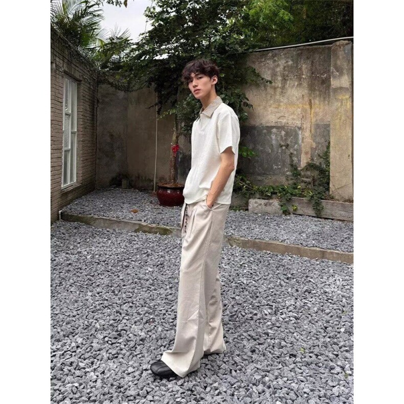 夏季千鸟格拼接boxy短宽老钱风polo领软糯冰感抗皱空气层短袖t恤,男装T恤,星座506A