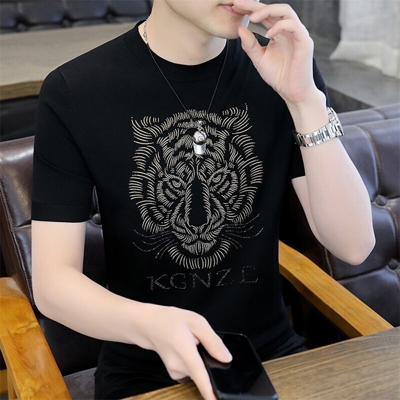 7320-P58男士针织t恤短袖毛衣圆领内搭半袖潮流帅气春秋款打底衫，男装针织衫/毛衣，电商D310B