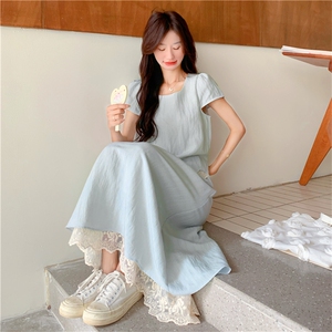 韩版蕾丝拼接上衣半身裙套装女2025夏季新款甜美显瘦超好看两件套图片