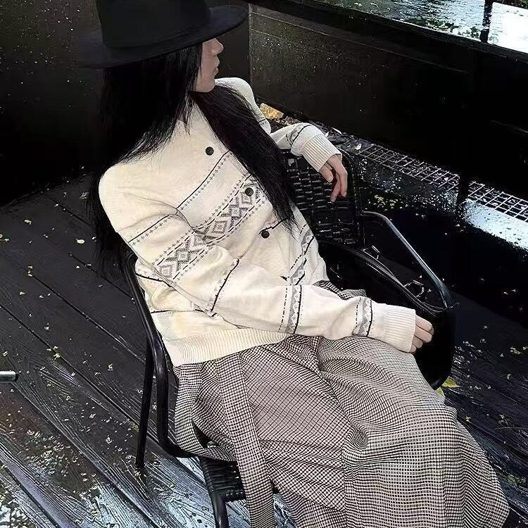 A2520-P58高智学院风针织开衫毛衣女直筒显瘦简约百搭费尔岛，男装针织衫/毛衣，电商B323A