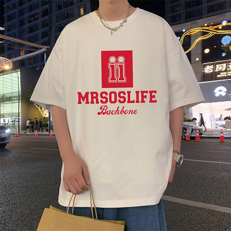 T761大码宽松纯棉运动圆领体恤衫oversize短袖T恤男重磅T,男装T恤,星座304A-1