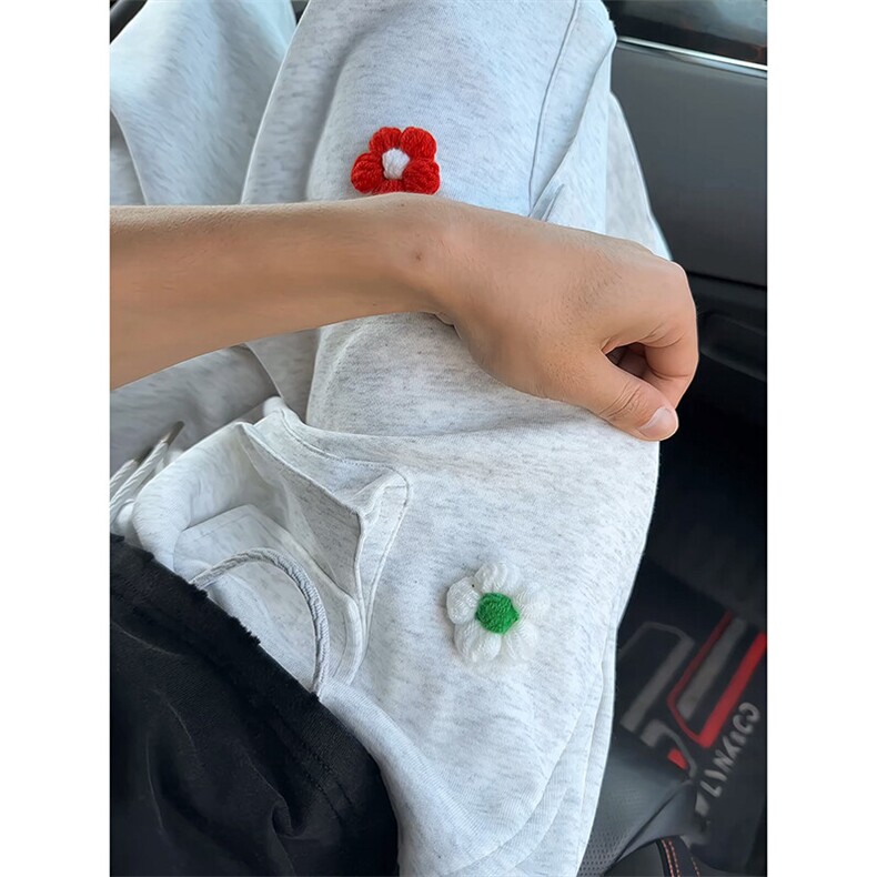 花朵刺绣工装短裤男生夏季少年感运动中裤美式高街直筒宽松七分裤,男装休闲裤,电商A102B