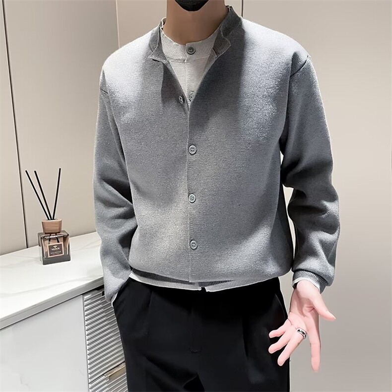 秋冬简约圆领针织毛衣男时尚休闲外套假两件开衫M886,男装针织衫/毛衣,星座1116A-2（原606A-1）