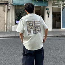万针全刺绣工艺抖音得物高品质260克重磅纯棉双纱美式高街短袖T恤，男装T恤，电商A486