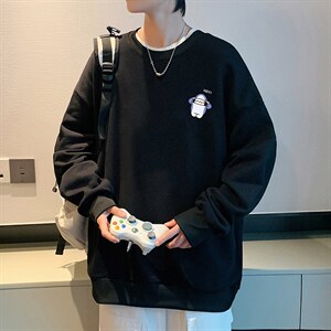 S6167-P28加绒款-P33秋季圆领卫衣男大码韩版宽松长袖外套，男装卫衣，电商A040