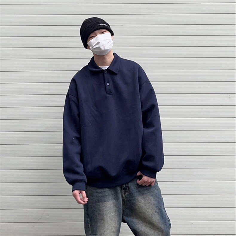 抖音得物高品质二开 25秋冬美式高街结构设计POLO翻领卫衣外套W77图片