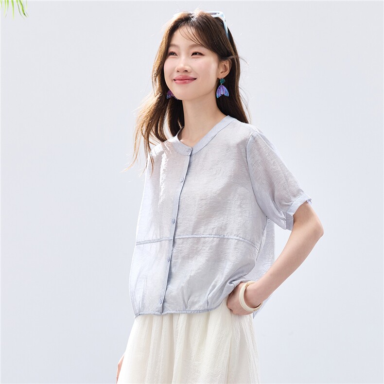 现货2026夏装新款透气亲肤女士凉爽衬衣,女装衬衫,木子恋
