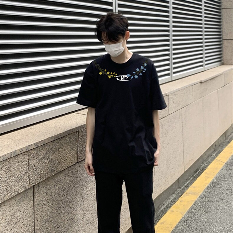 万针全刺绣解构设计260克重磅双纱纯棉高品质美式高街短袖T恤特33,男装T恤,电商A486-1
