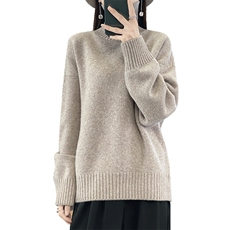 长袖高领套头2024年秋季羊毛纯色针织衫，女装羊毛衫，冀清阳荣