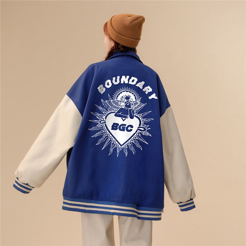 中性秋季美式西海岸嘻哈拼接拼色翻领棒球服夹克外套G609P85控108,男装夹克,A247A