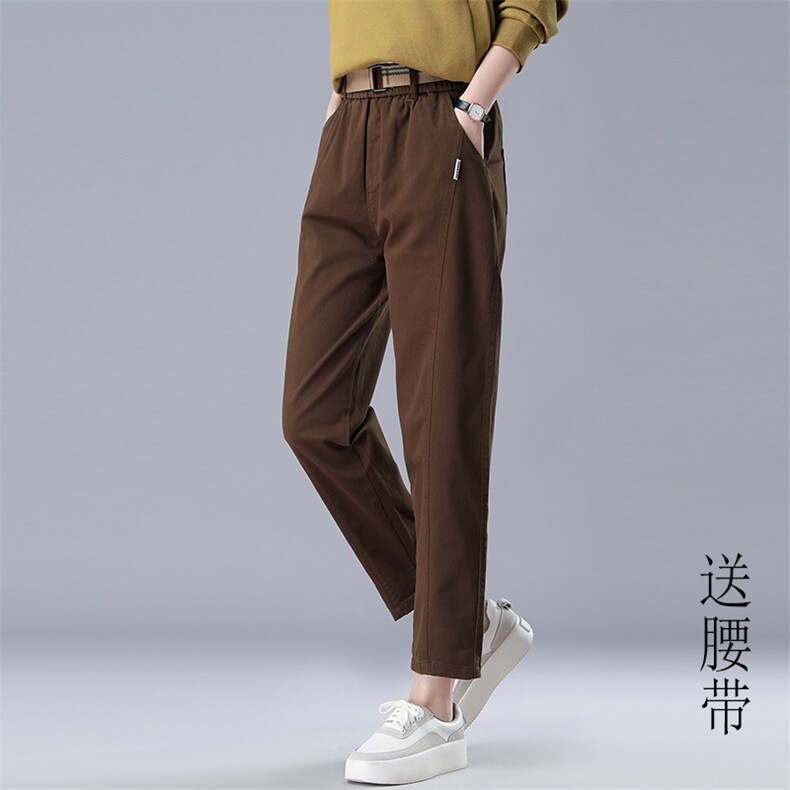 新款高腰显瘦休闲裤女加厚保暖弹力百搭长裤,女装休闲裤,秋牧寒烟