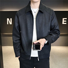 春装皮衣仿小牛皮高级感皮夹克外套C317-8088-P140卷后控188，男装夹克，电商C317