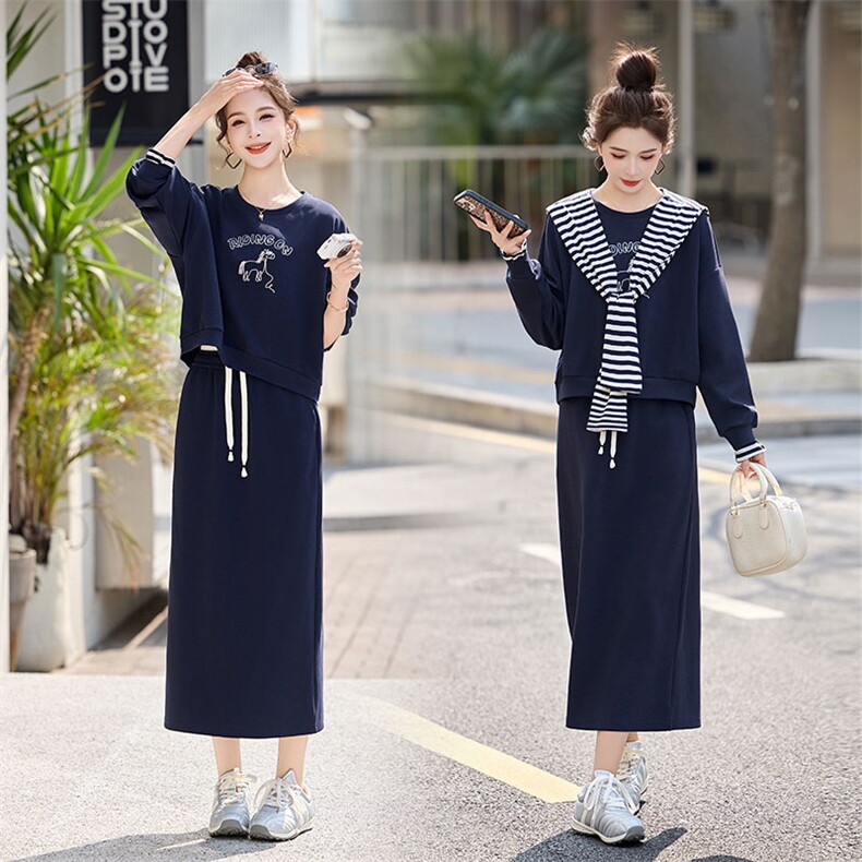 带披肩卫衣半身裙套装女春秋季2026新款气质一整套减龄休闲两件套，女装套装/套裙，丽影随形