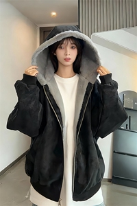 网红座山雕加绒加厚棉衣外套新款重磅情侣连帽夹克 A436-2588-P90图片