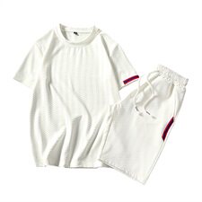 海边度假短袖t恤男沙滩半袖衣服套装男士运动短装两件套DS86T，男装T恤，电商A102