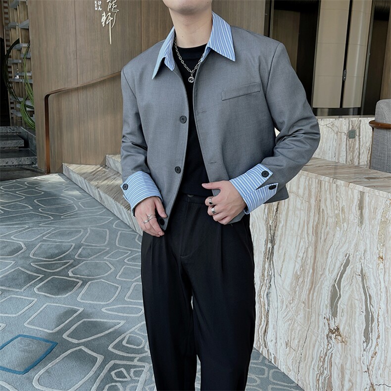 秋季网红ins网红小西装外套男高级感韩版短款西服XZ057-P120控150图片