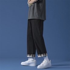 显高显瘦亲柔运动高街风简约纯棉长裤潮流九分棉裤K615-特批35，男装棉裤，星座718-1