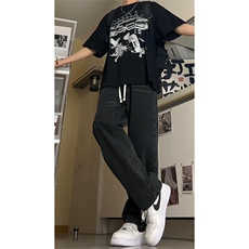 高品质美式复古做旧水洗微喇叭显瘦牛仔裤A438特P50，男装牛仔裤，电商A309