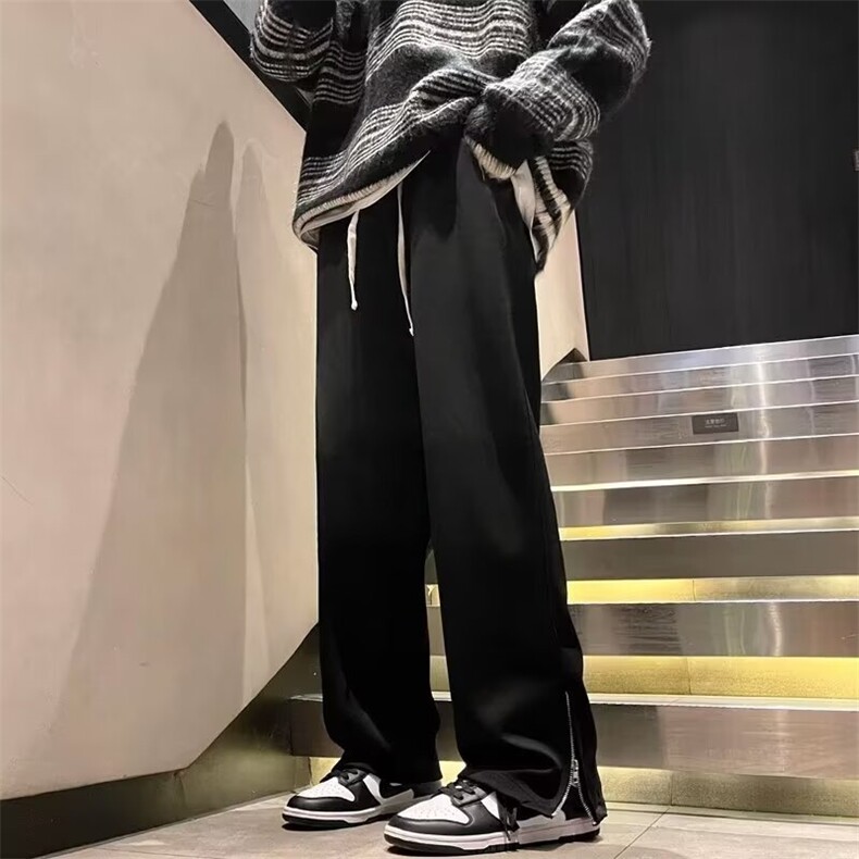 休闲裤男士韩版潮流裤脚拉链开衩卫裤2024秋冬ins长裤K5860-P32,男装休闲裤,星座412-3
