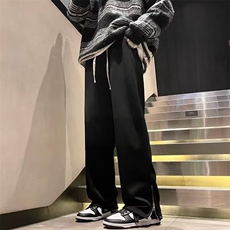 休闲裤男士韩版潮流裤脚拉链开衩卫裤2024秋冬ins长裤K5860-P32，男装休闲裤，星座412-3