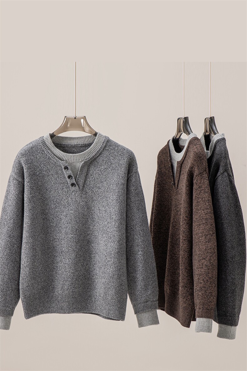 冬季圆领毛衣男士加厚保暖针织衫2025新款青年毛线衣打底衫,男装T恤,星座914