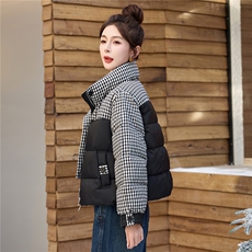冬装新款格纹撞色超洋气设计感羽绒服外套新标90%白鸭绒，女装羽绒服，姿衣坊