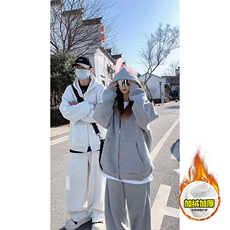 480G重磅加绒硬挺boxy男女秋冬美式高街结构双拉链开衫卫衣厚外套，女装短外套，电商A486-1