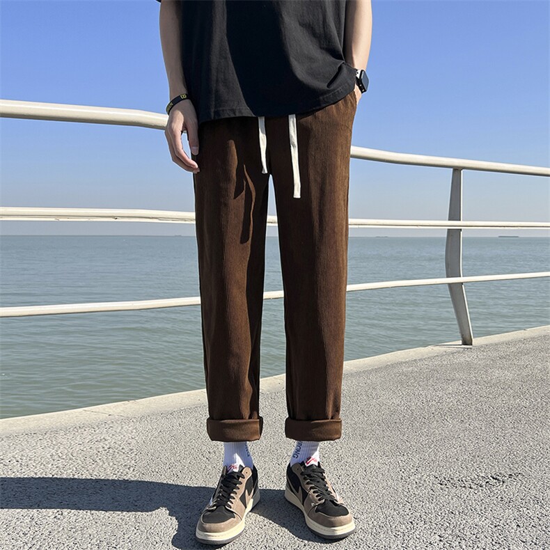 灯芯绒百搭休闲潮流宽松直筒运动裤KN69P40，女装休闲裤，电商D325