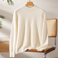 2025秋冬百搭时尚简约平面半高领针织衫，男装羊绒套衫，澳坤羊绒