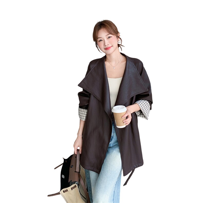 时尚气质韩系设计感春秋季PU风衣外套女A562P175K248,女装风衣,2C268
